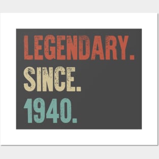 Retro Vintage 80th Birthday Legendary Since 1940 Posters and Art